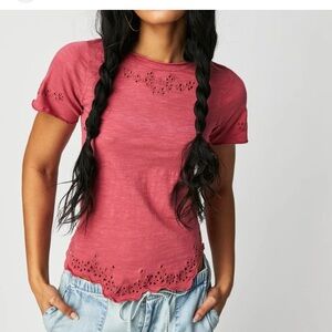 Free People Call Me Baby Tee In Berry XS